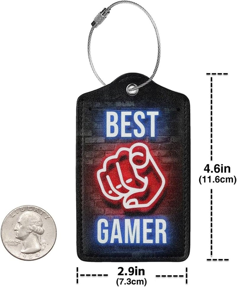 GACCAP 2 Pack Luggage Tags for Suitcase, Privacy Cover ID Label with Stainless Steel and Address Card for Travel Bag Backpack Cruise Ship Essentials Tag Men Boys - Best Gamer - Image 4